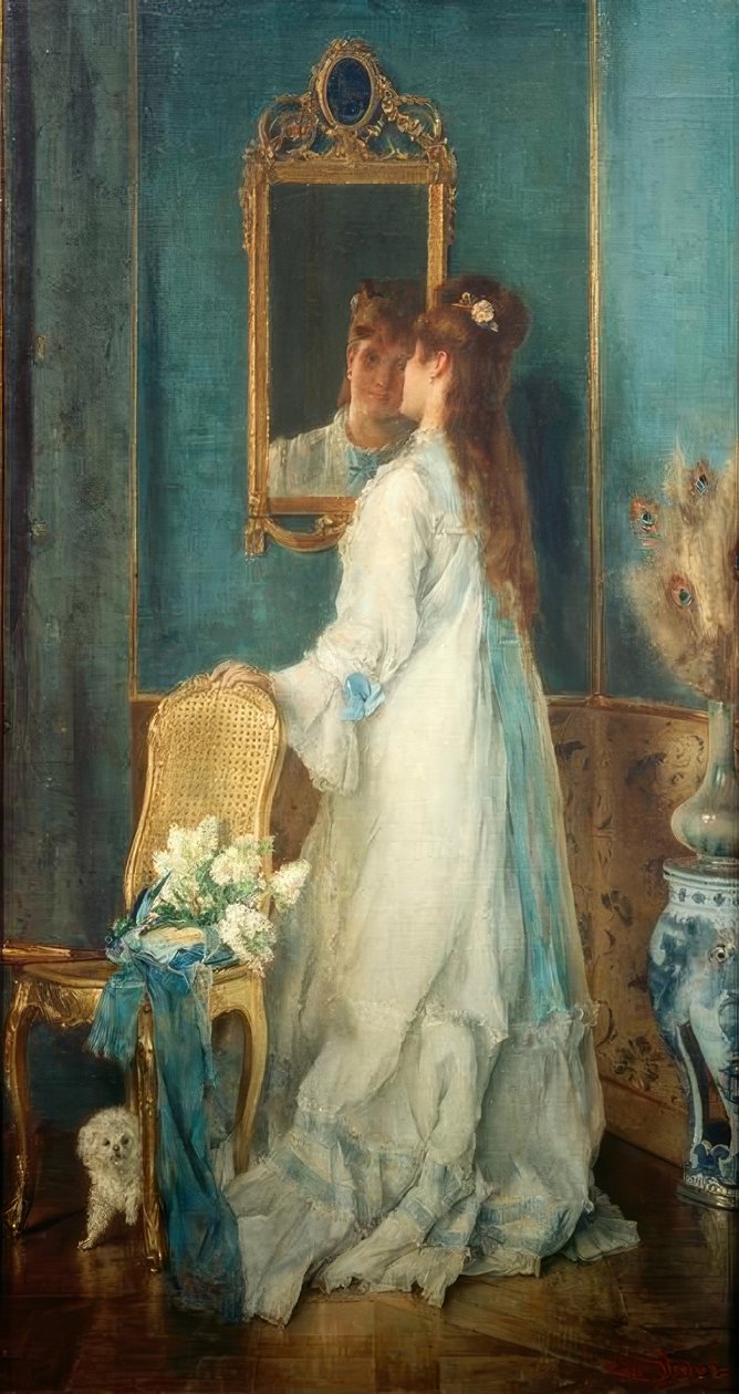 Alfred Stevens, dívka před zrcadlem od Alfred Emile Stevens