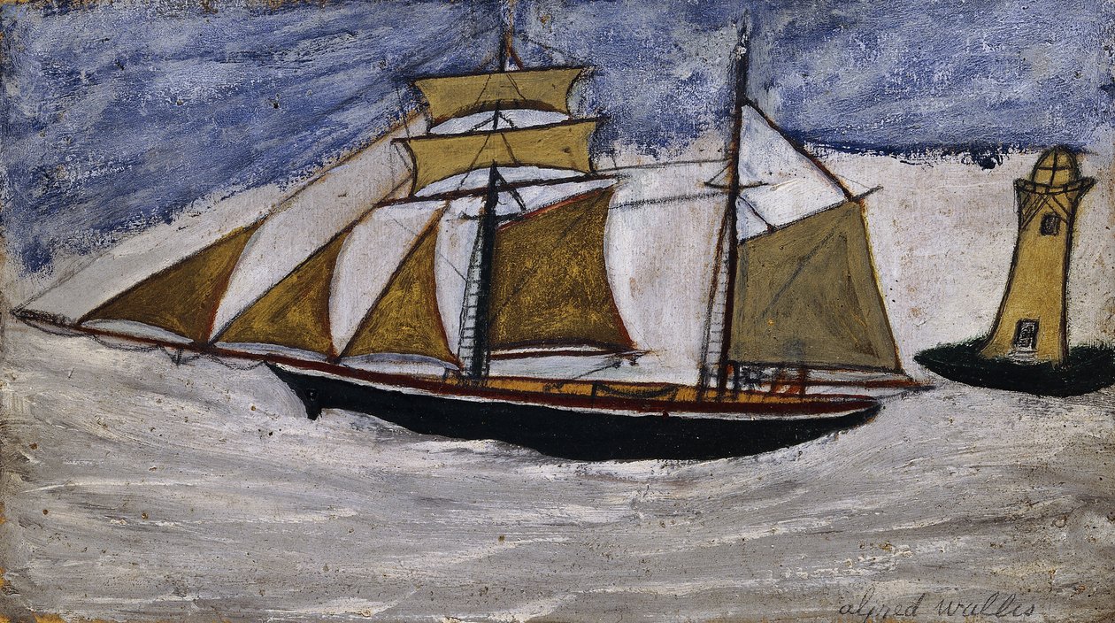 Loď a maják od Alfred Wallis