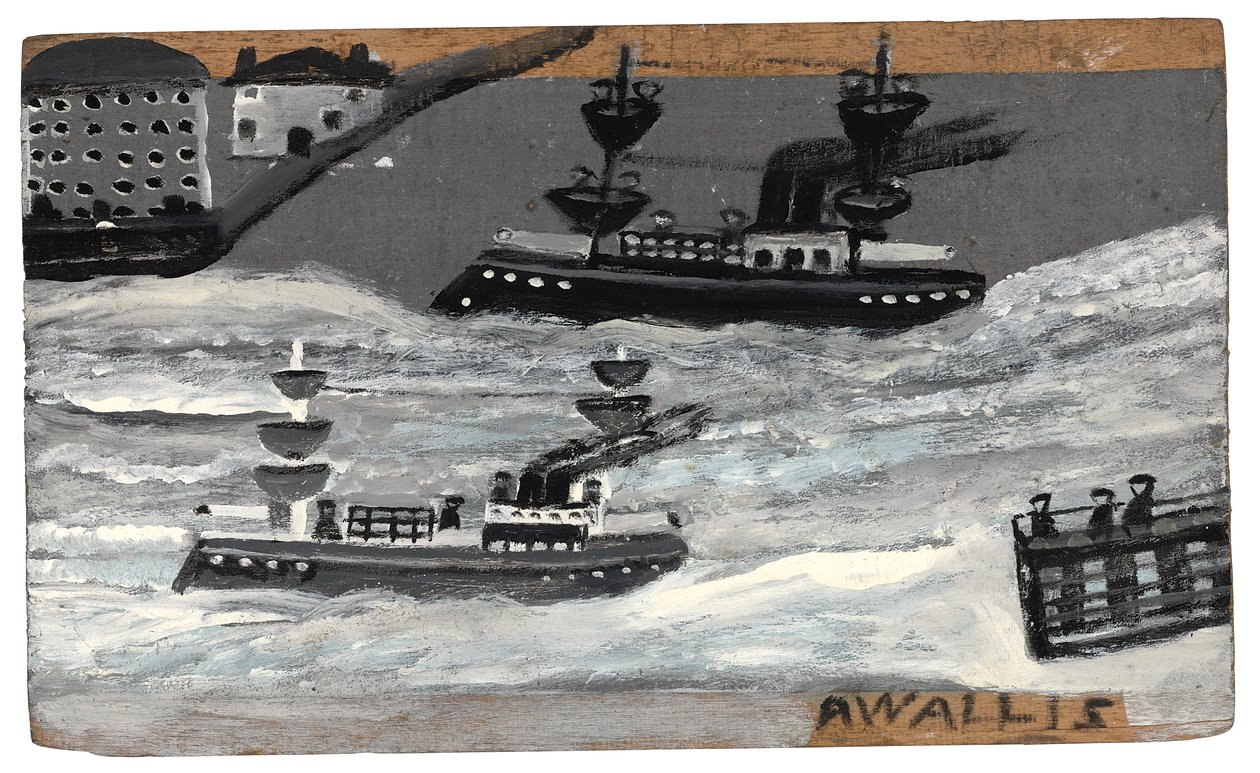 Dělové čluny za války, cca 1855-1942 (olej na desce) od Alfred Wallis