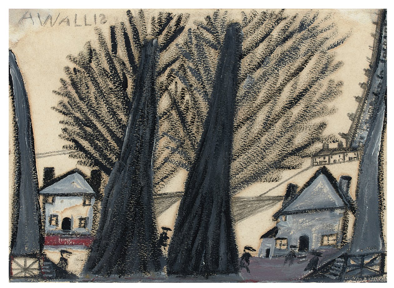 Dva stromy (tužka a olej na kartě) od Alfred Wallis