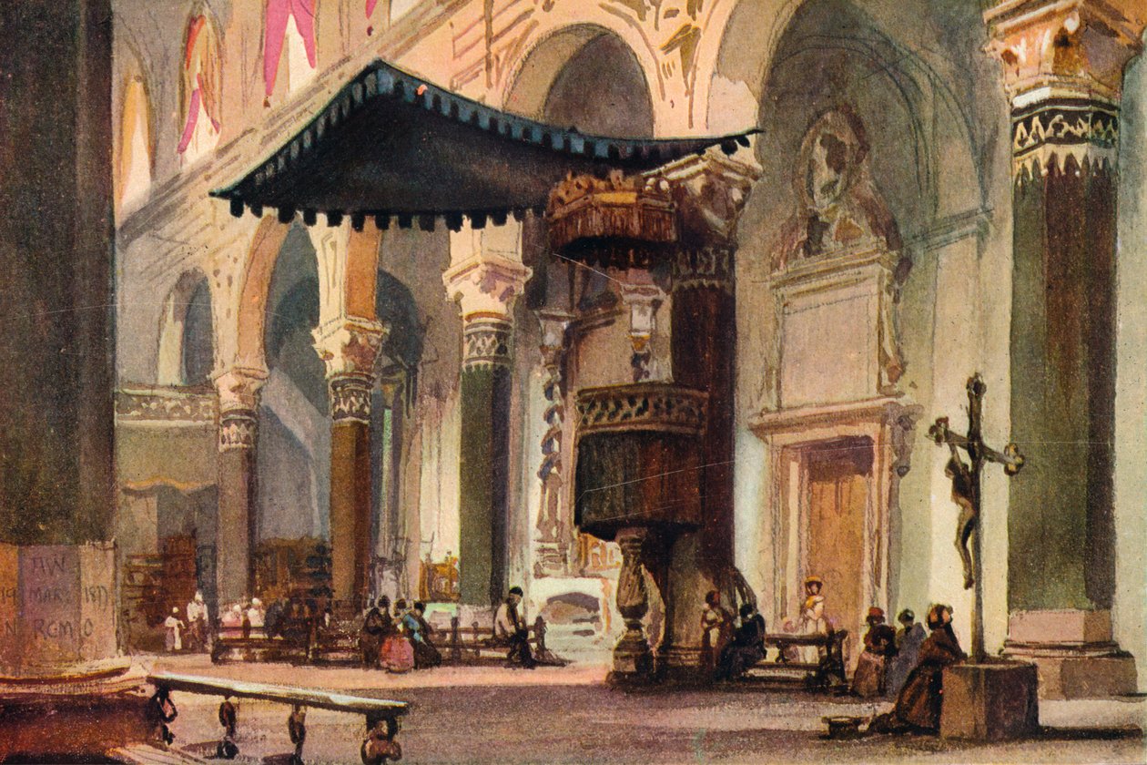 Interiér katedrály, San Remo, c1870 od Alfred Waterhouse