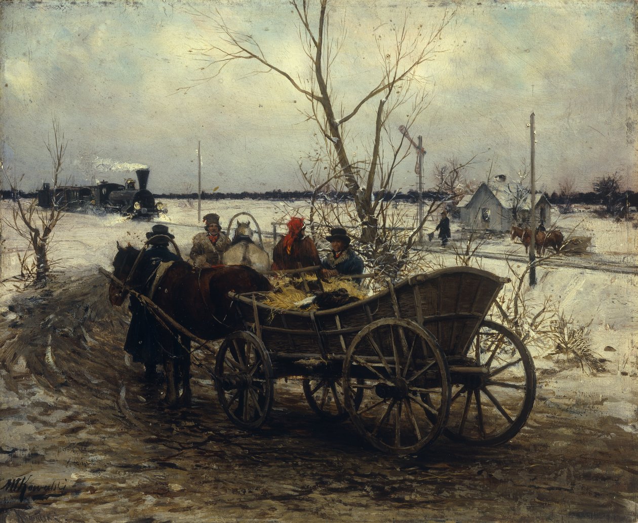 Setkání s vlakem od Alfred von Wierusz Kowalski