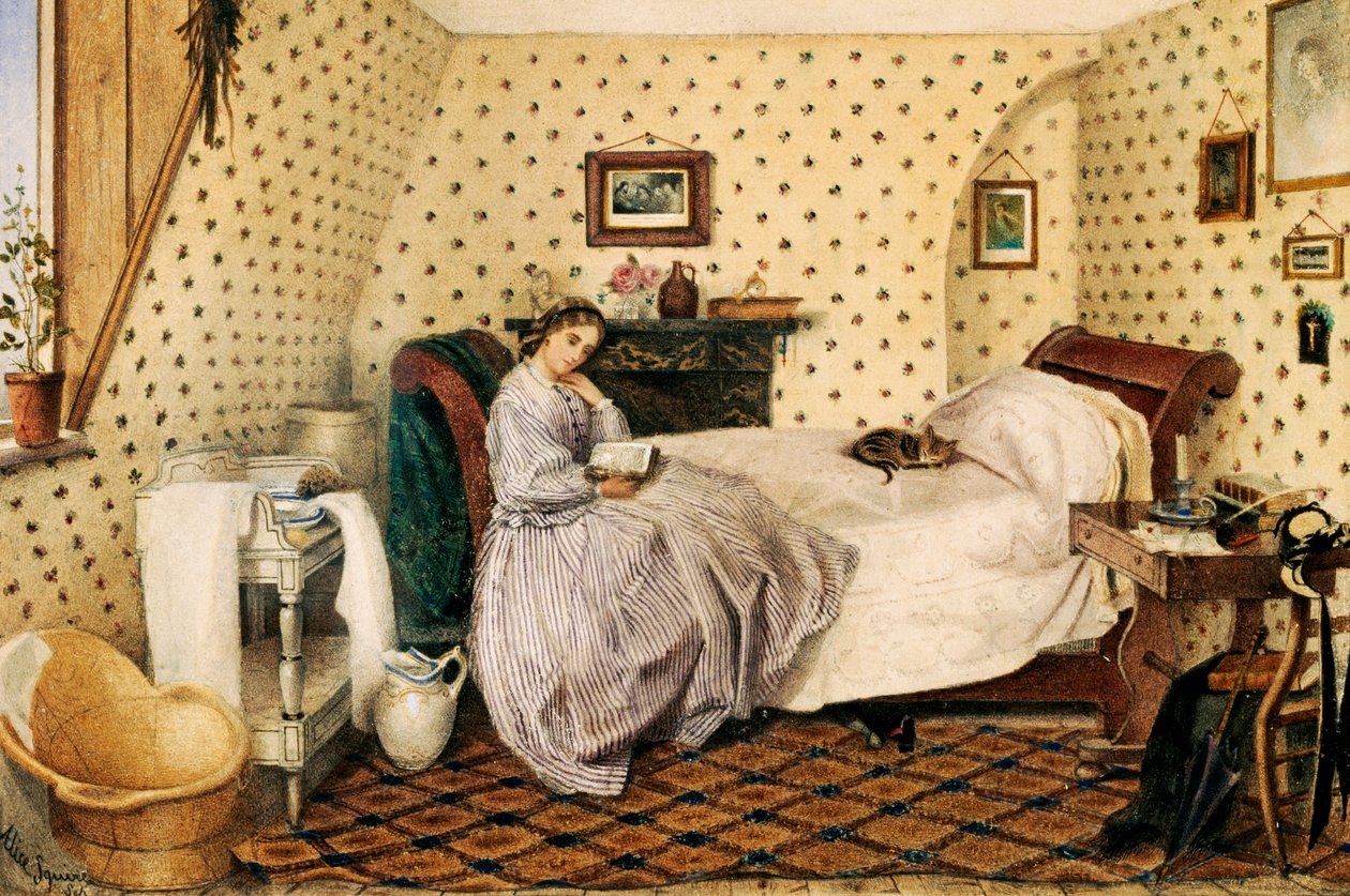 The Governess, 1861 (Wc s perem a inkoustem přes tužku na papíře) od Alice Squire