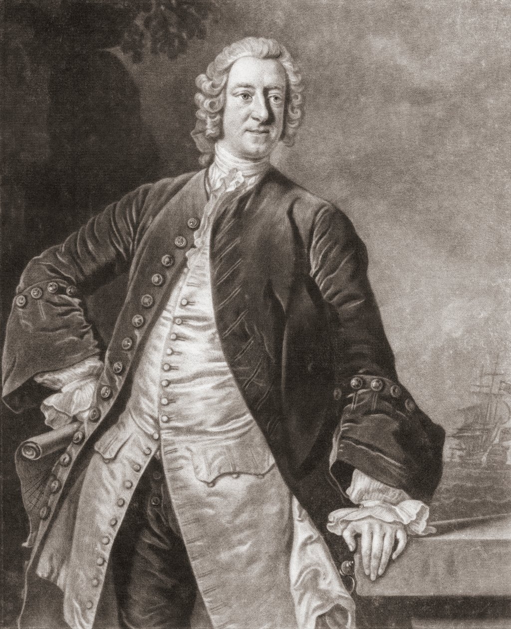 Admirál Edward Boscawen. Portrét. od Allan (after) Ramsay