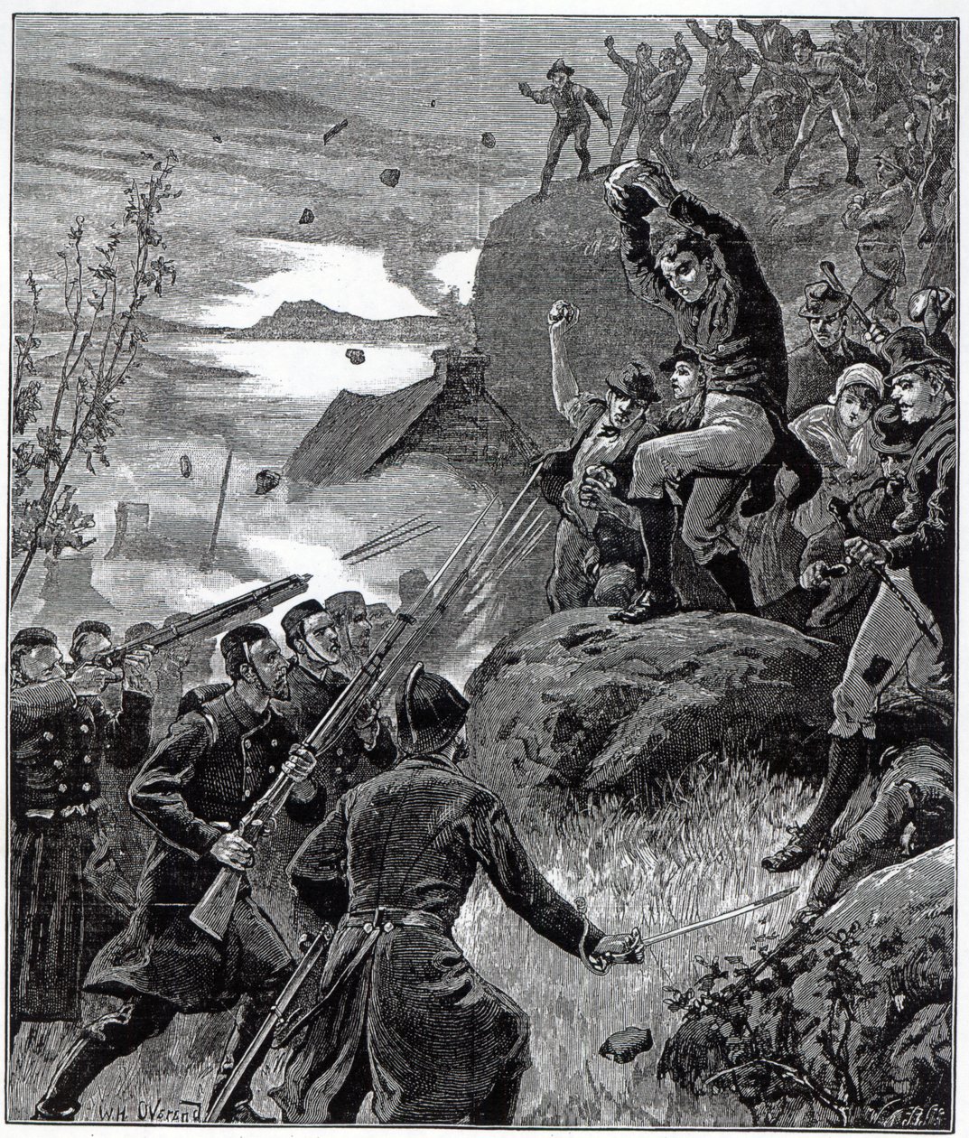 The State of Ireland: The Affray v Belmullet, County Mayo, z „The Illustrated London News“, 12. listopadu 1881 od Aloysius O