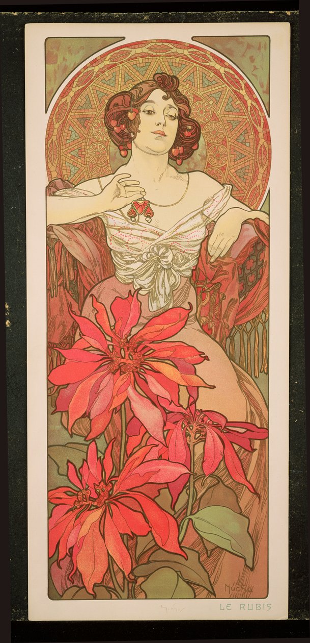 Drahé kameny: Rubín, 1900 od Alphonse Mucha