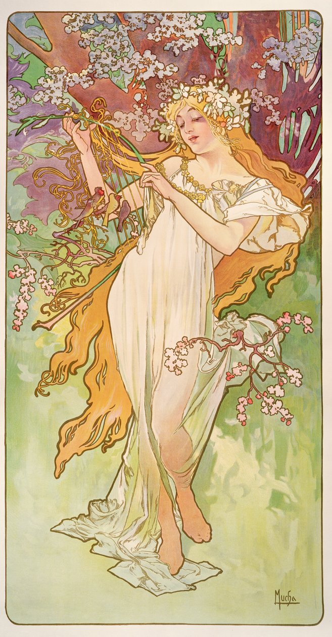 Roční období: Jaro, 1896 od Alphonse Mucha