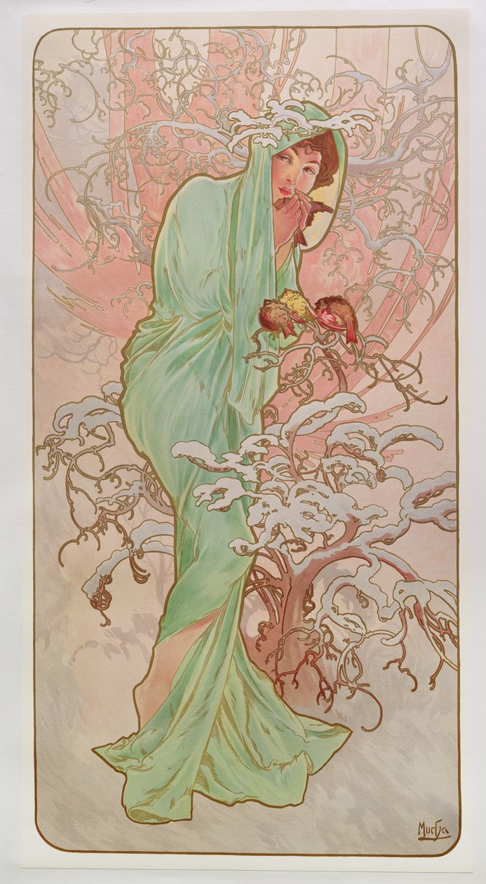 Roční období: Zima, 1896 od Alphonse Mucha