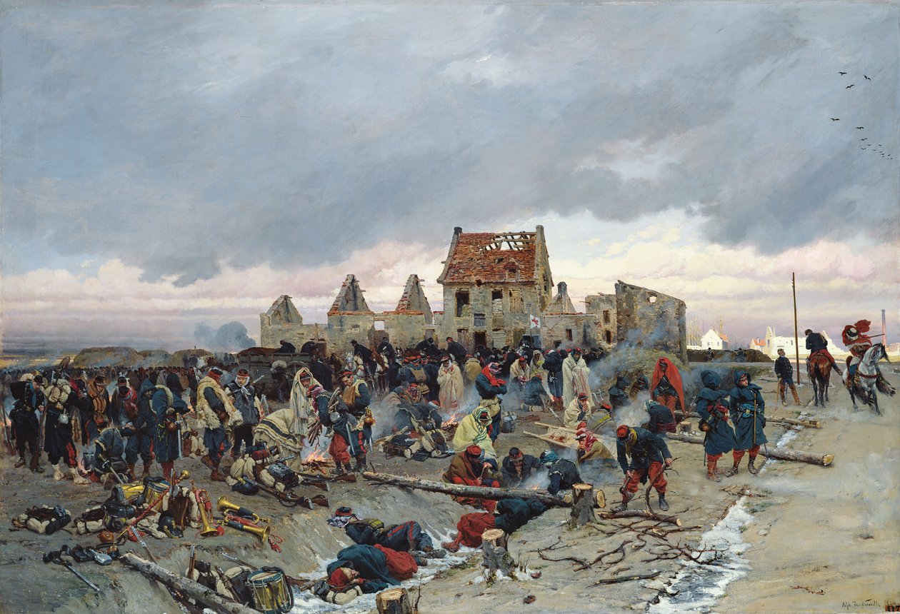 Bivak v Le Bourget po bitvě 21. prosince 1870, 1872 od Alphonse Marie de Neuville