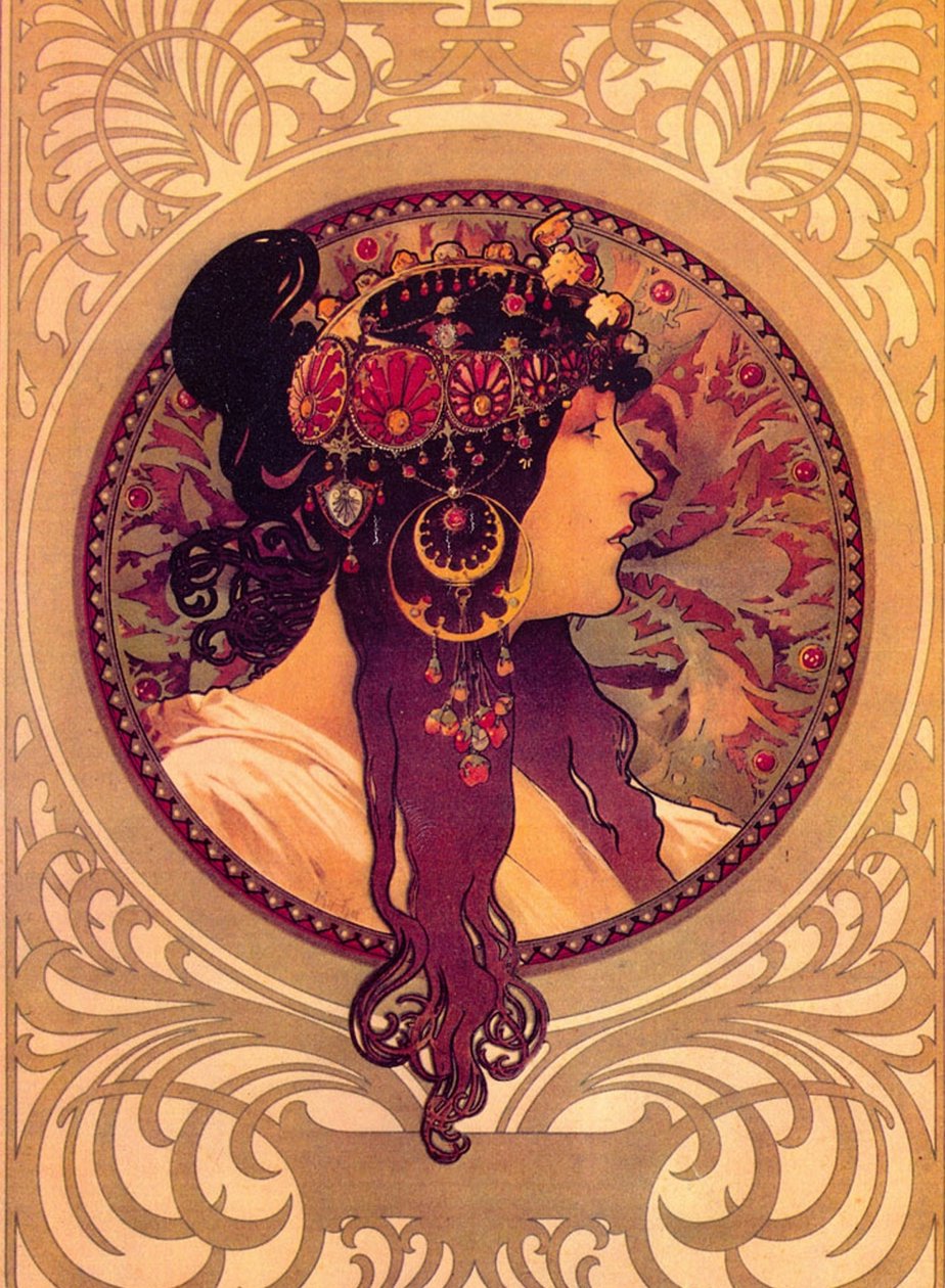 Dámské náušnice od Alphonse Mucha