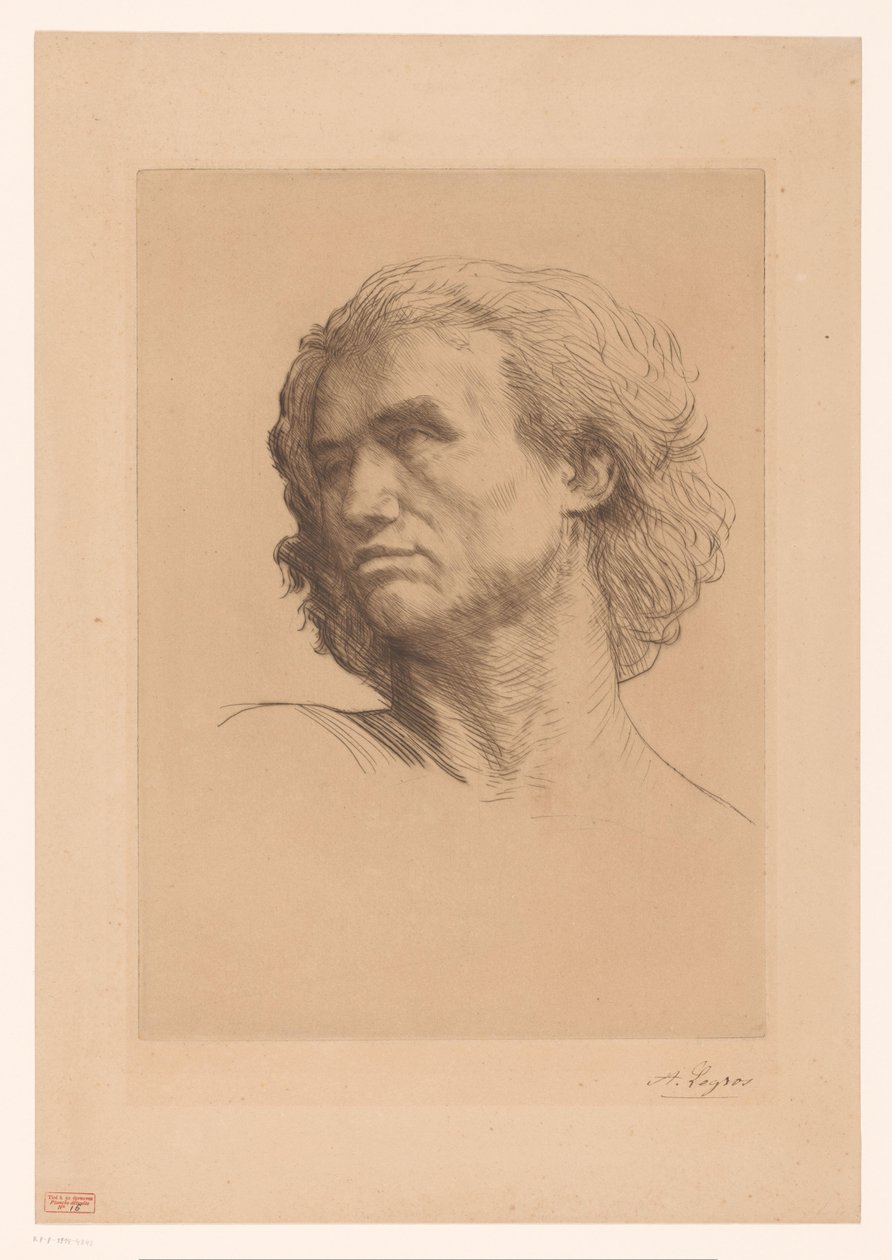 Hlava muže od Alphonse Legros (signed by artist)