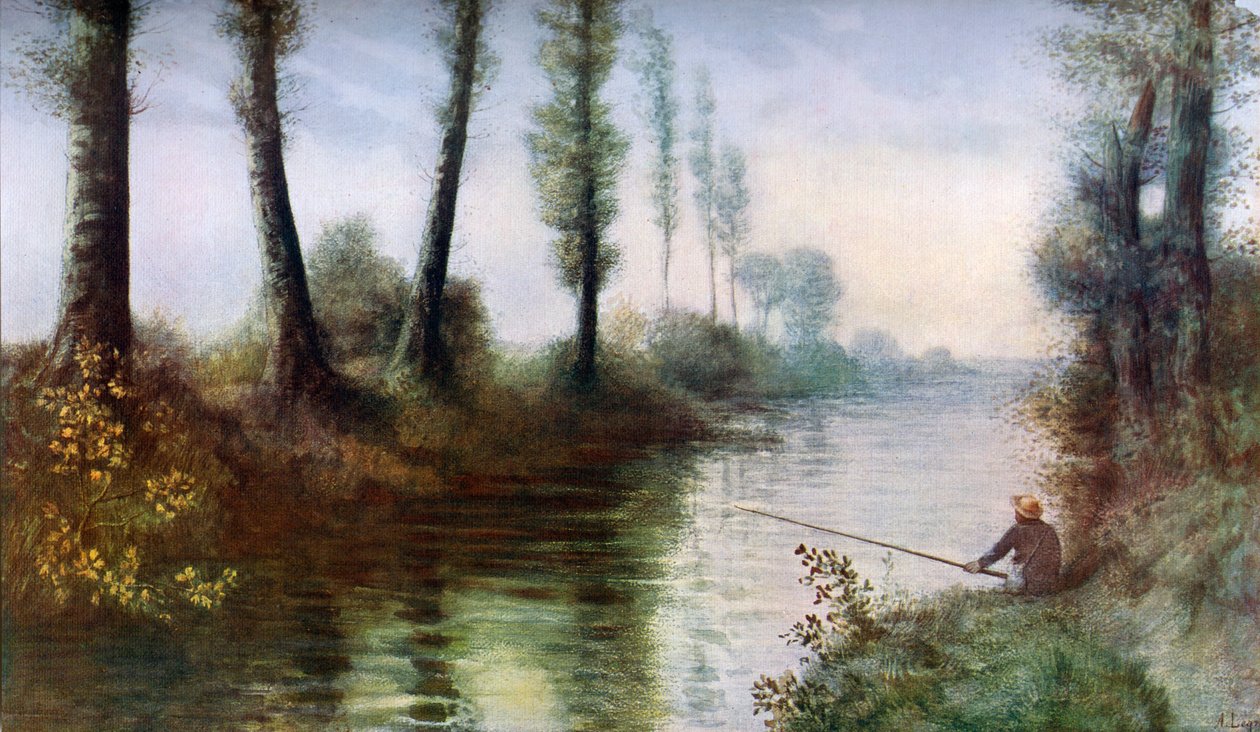 Kanál s rybářem, c1857-1911, 1912. od Alphonse Legros