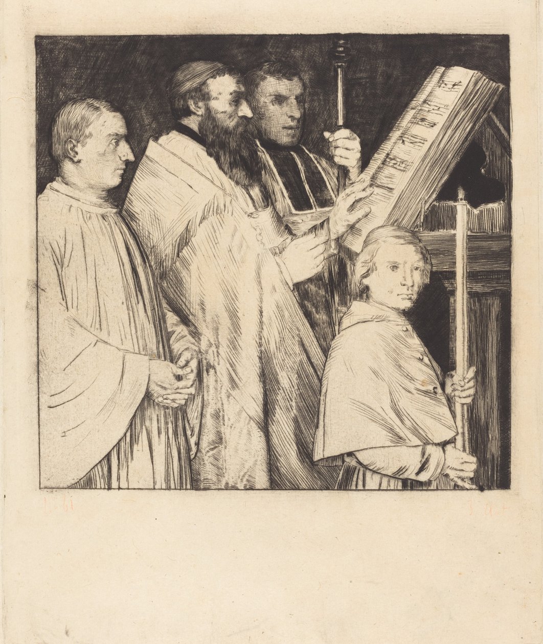 Choristé, 1. deska (Le lutrin) od Alphonse Legros