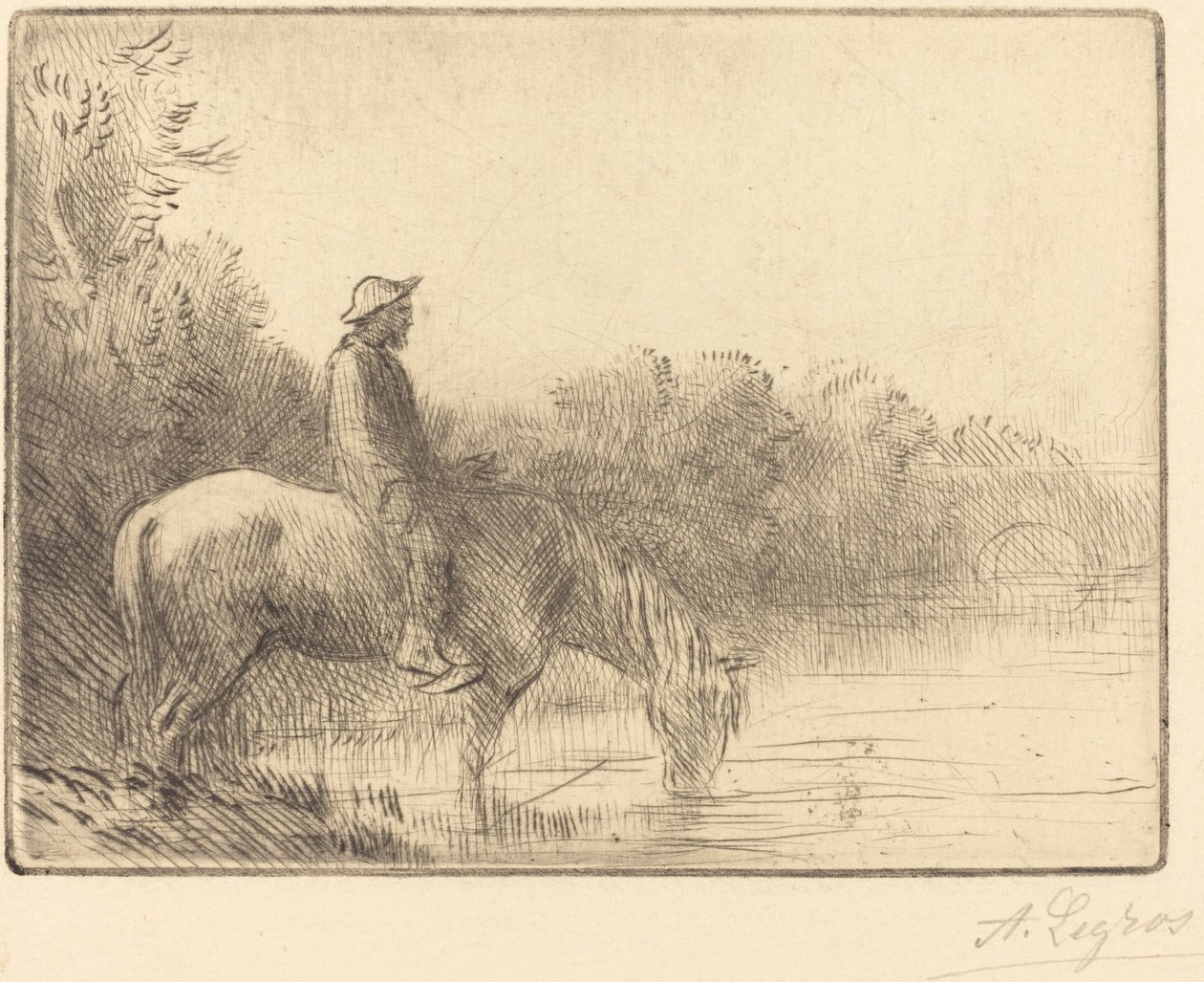 Přebrodění řeky Le gue. od Alphonse Legros