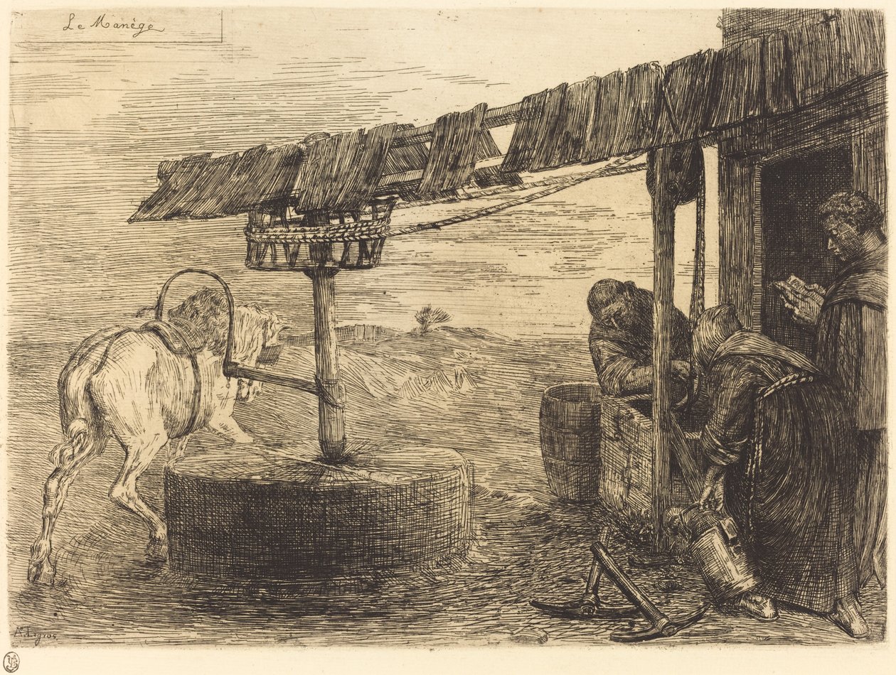 Mlýn poháněný koňmi (Le manege) od Alphonse Legros