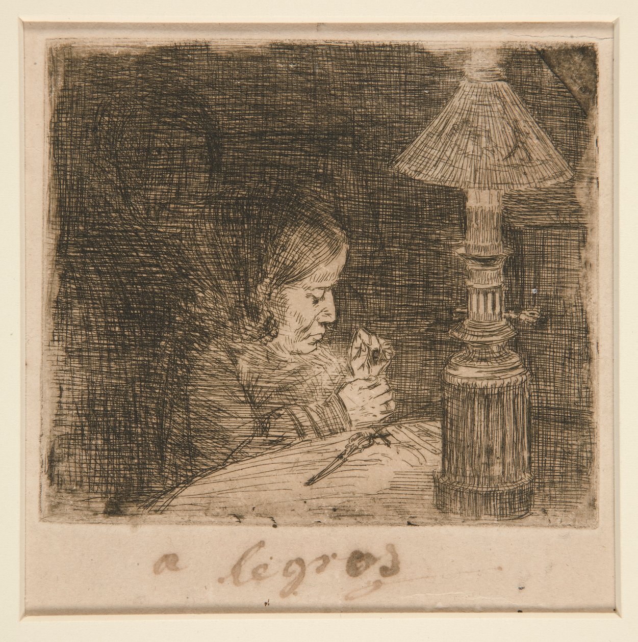 La Couseuse (Šicí žena) od Alphonse Legros