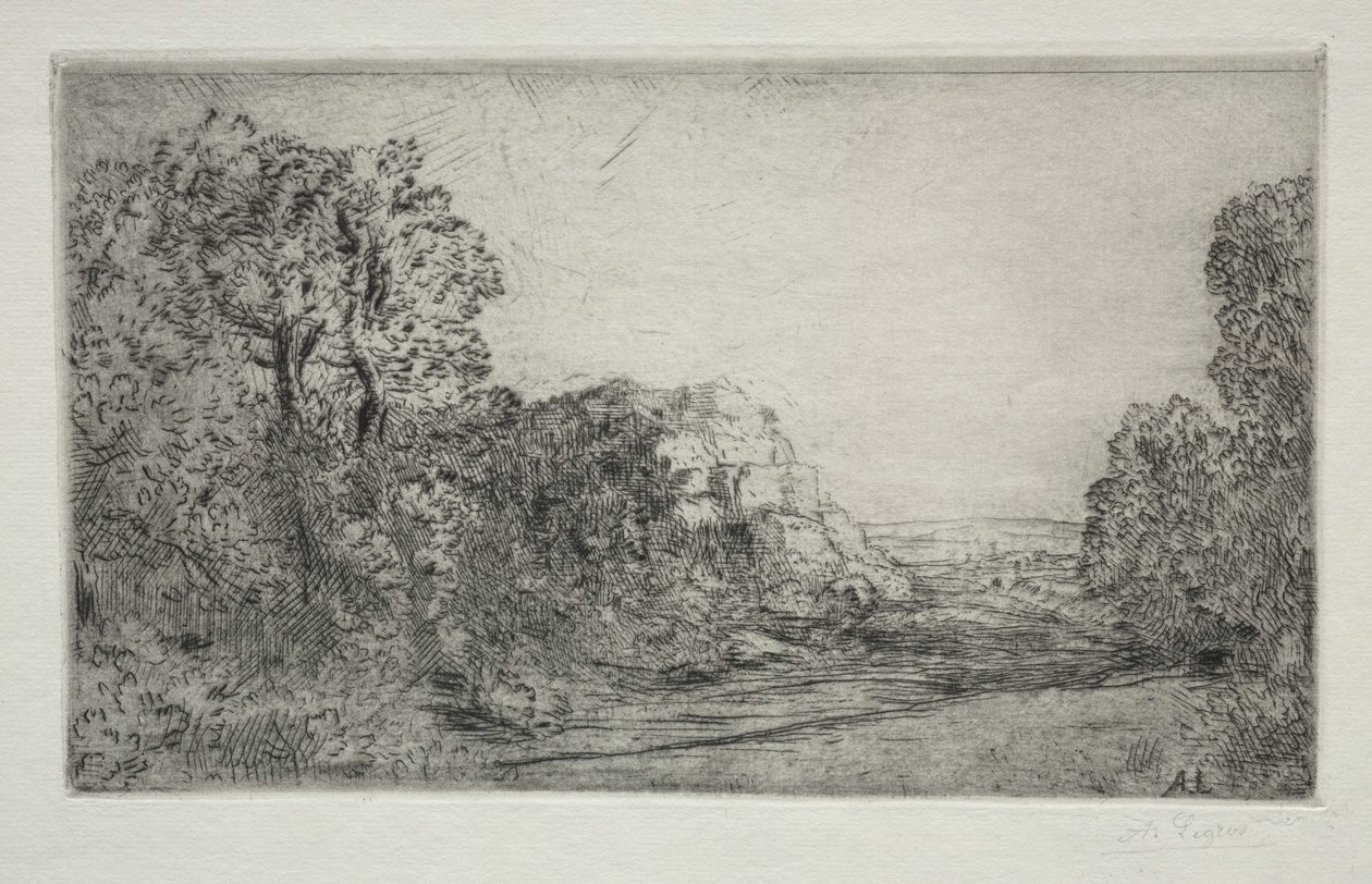 Krajina: Východ slunce. od Alphonse Legros