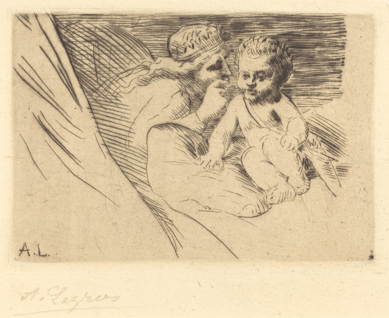 Mab a Cupid Mab et Cupidon. od Alphonse Legros