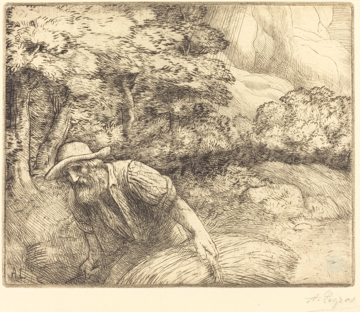 Muž shánět potravu od Alphonse Legros