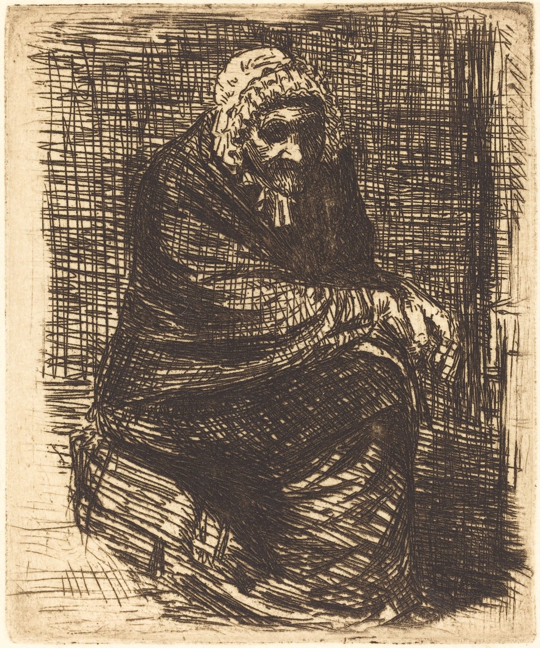 Sedící stará žena Stará žena sedící. od Alphonse Legros