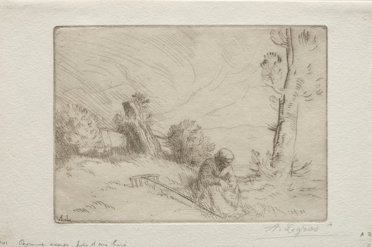 Rolník u kamenného plotu od Alphonse Legros