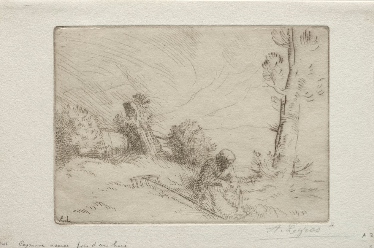 Rolník u kamenného plotu. od Alphonse Legros