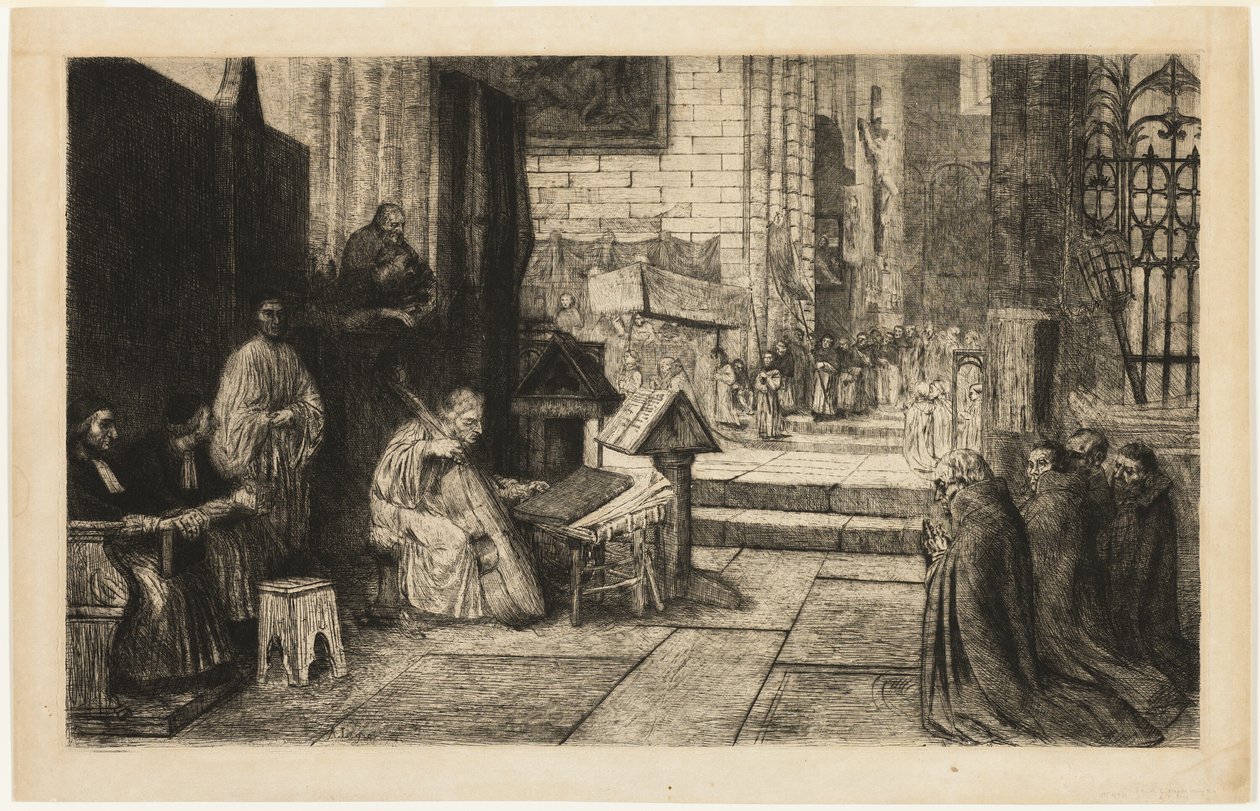 Procesí ve španělském kostele od Alphonse Legros