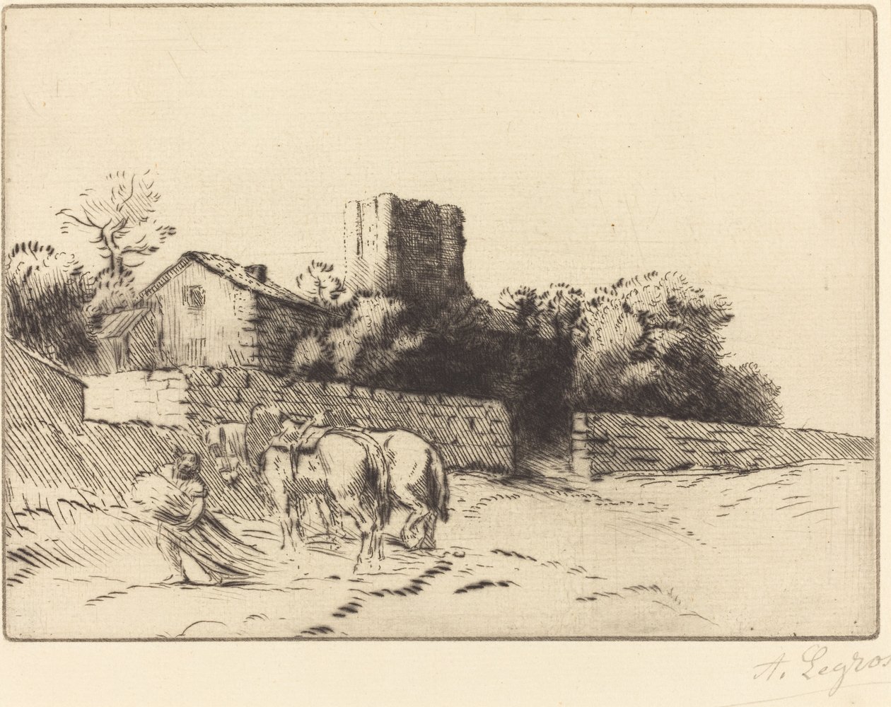 Stěna fary Le mur du presbytere. od Alphonse Legros