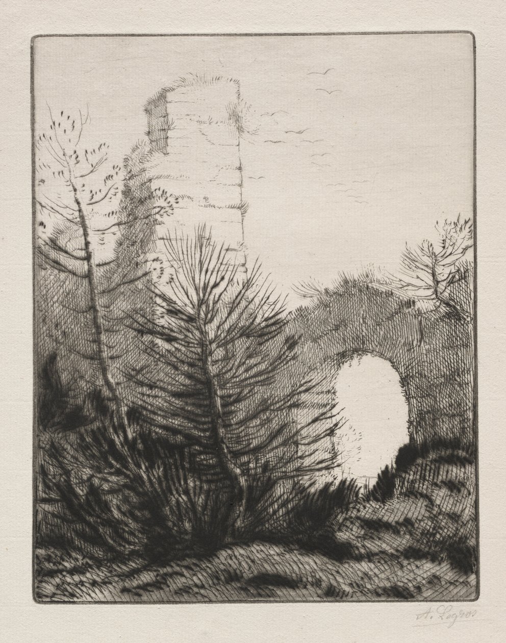 Ruiny kláštera od Alphonse Legros