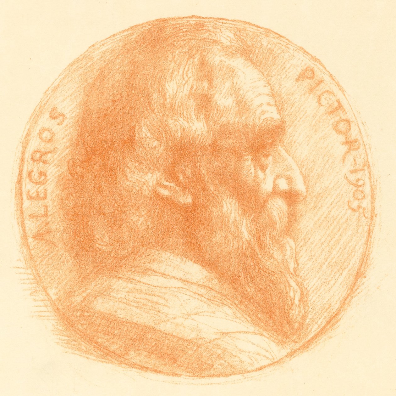 Autoportrét, medailon, č.2, 11. deska od Alphonse Legros