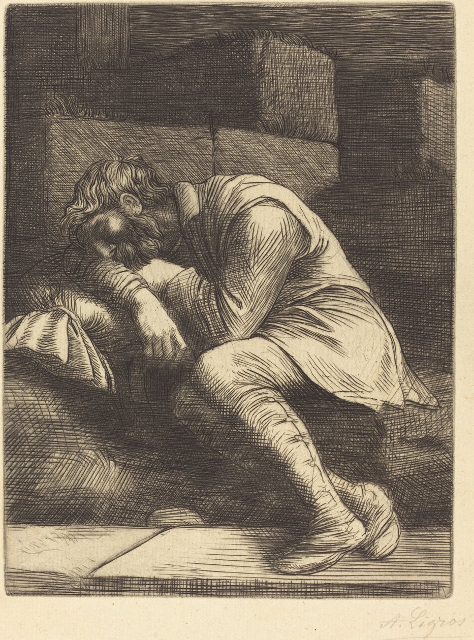 Spící žebrák Spící žebrák. od Alphonse Legros