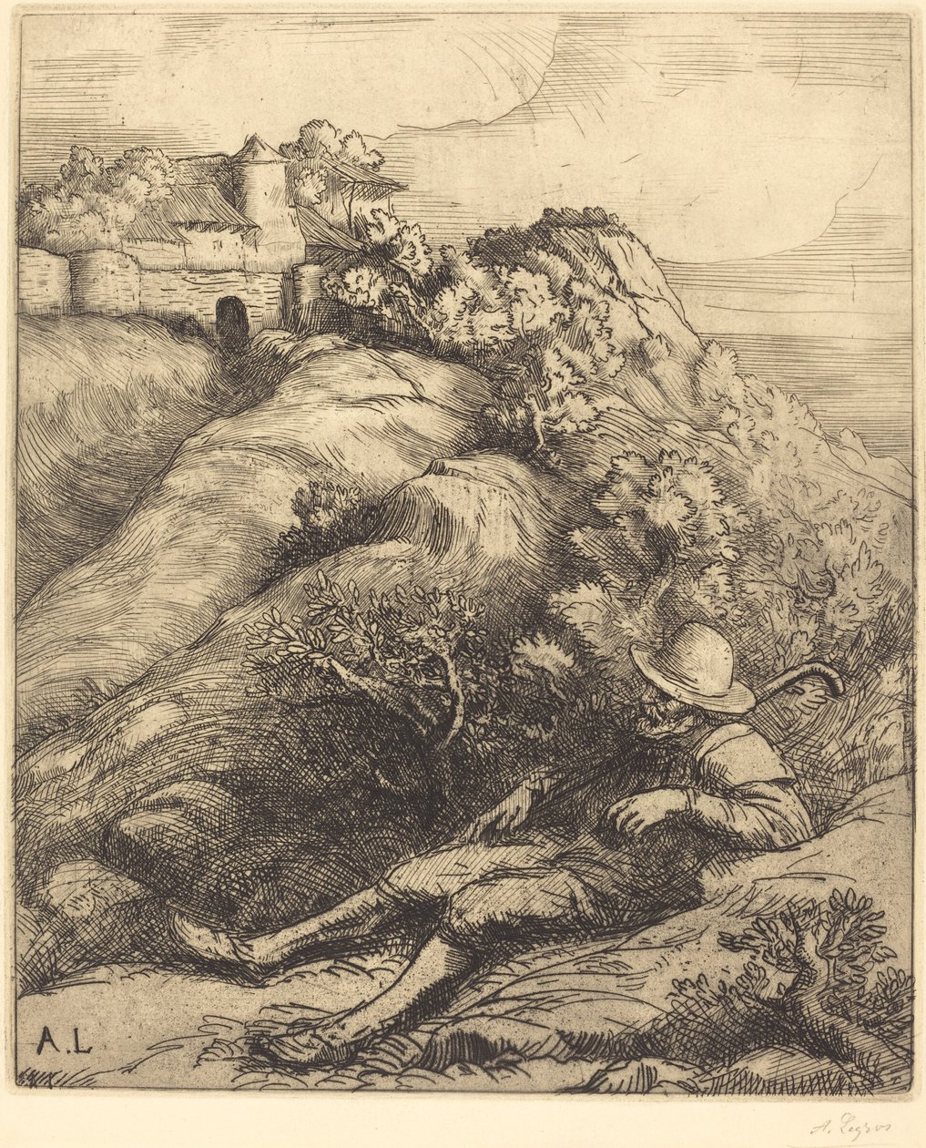 Spící ovčák (Le repos du berger) od Alphonse Legros