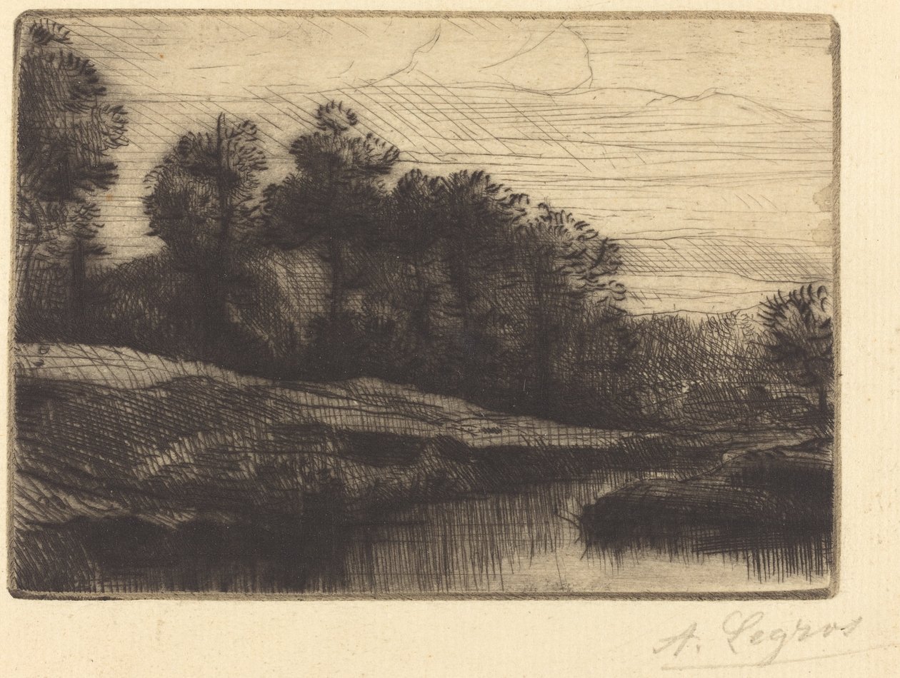 Západ slunce (večer (západ slunce)) od Alphonse Legros