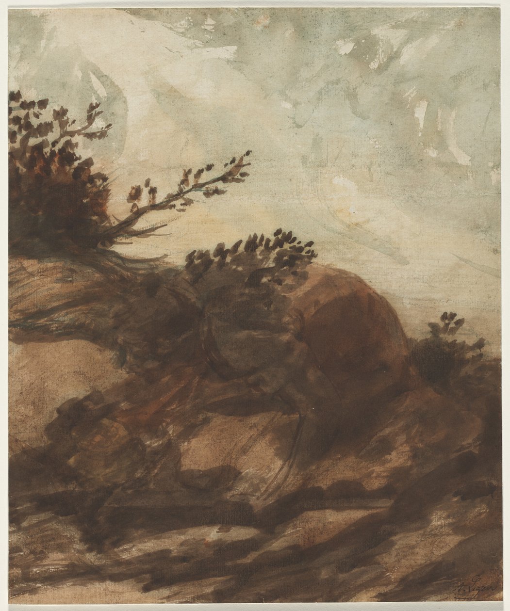 Západ slunce nad kopcem od Alphonse Legros