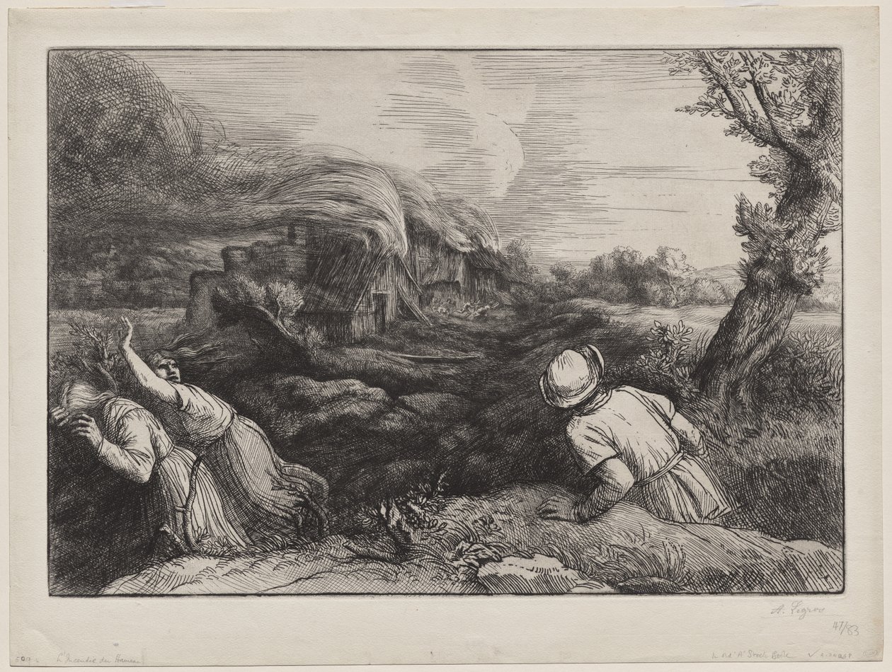 Vesnice v plamenech od Alphonse Legros