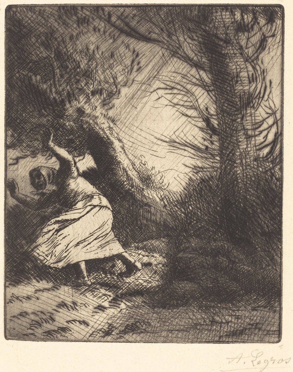 Hrom (hromový blesk) od Alphonse Legros