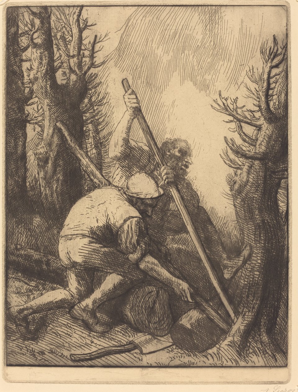 Dřevorubci, 3. deska (Les bucherons) od Alphonse Legros