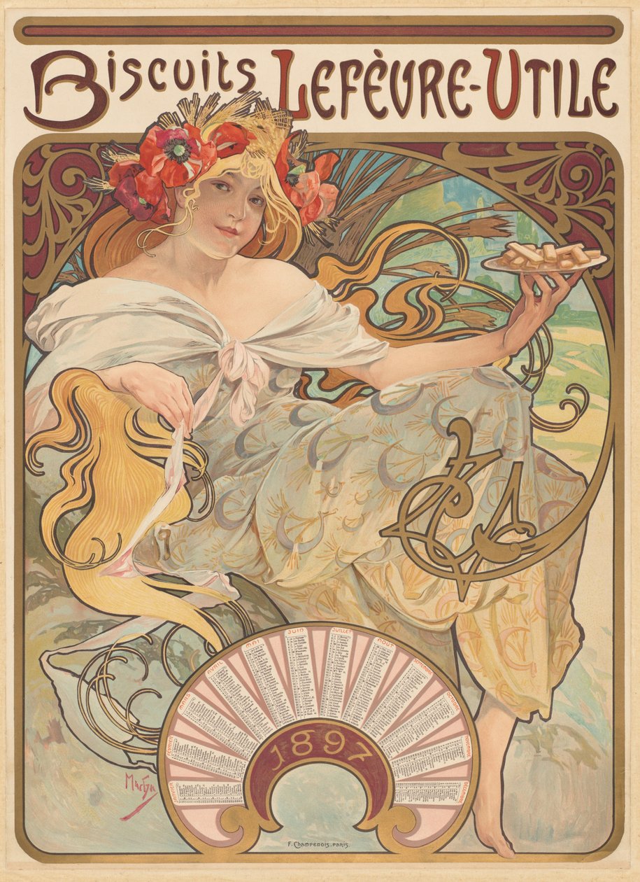 Soubory cookie Lefèvre-Utile od Alphonse Marie Mucha