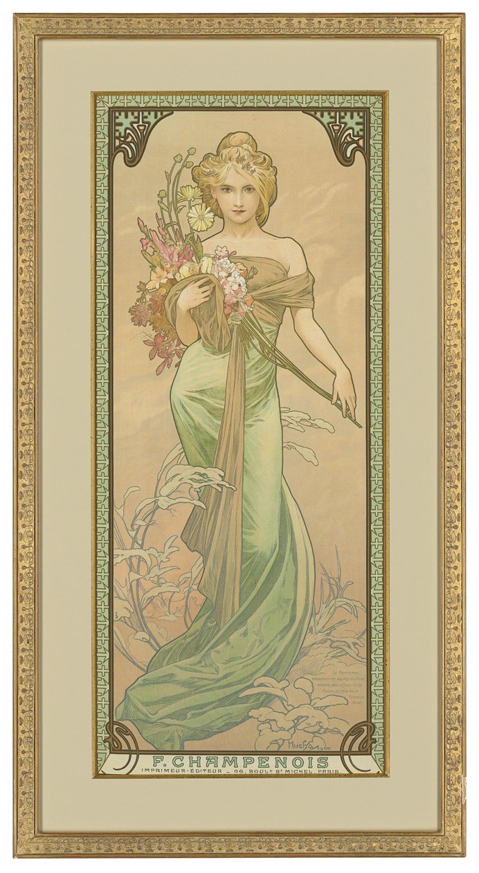 Čtyři roční období: Jaro, 1900 od Alphonse Mucha