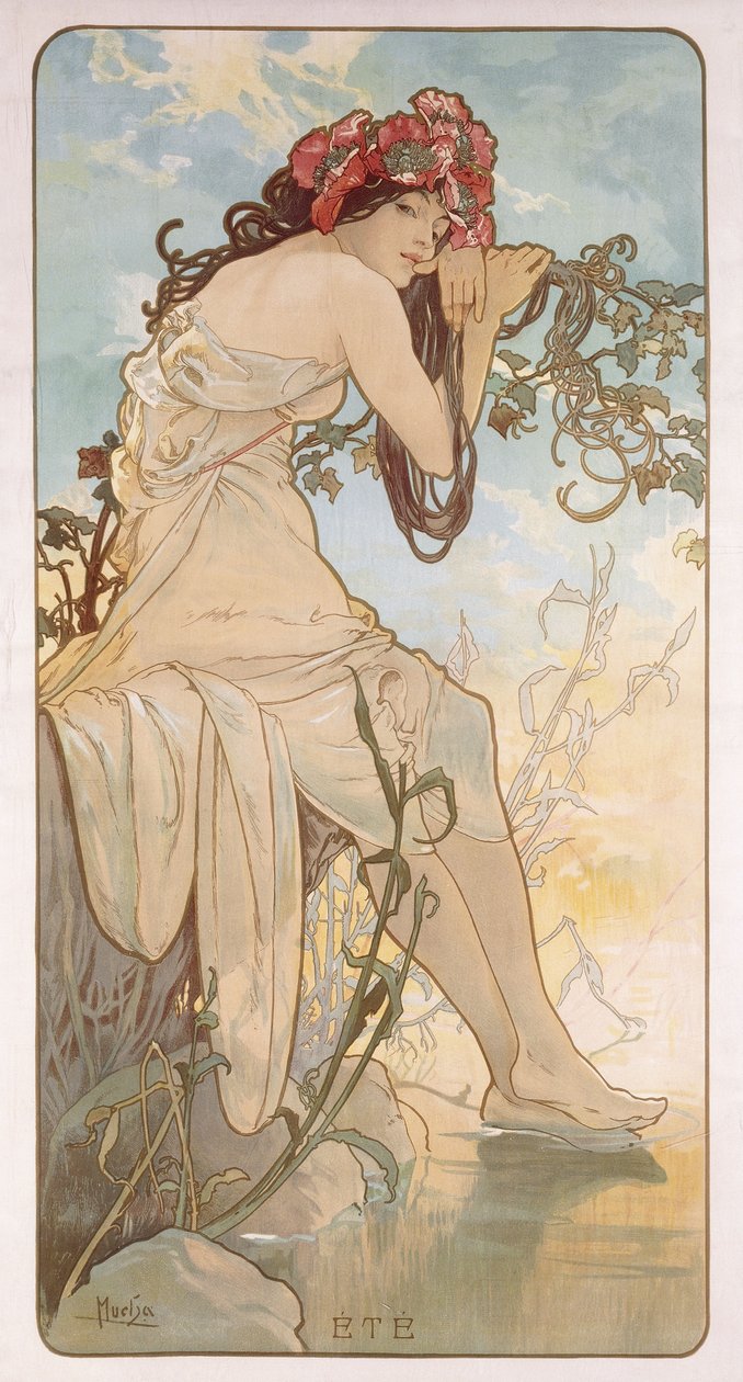 Léto; Ete, kolem roku 1896 od Alphonse Mucha