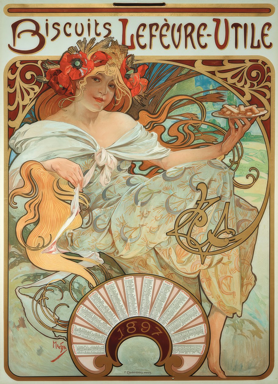 Soubory cookie Lefèvre-Utile od Alphonse Mucha