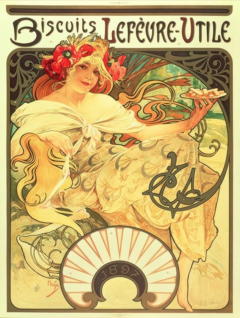 Soubory cookie Lefèvre-Utile od Alphonse Mucha