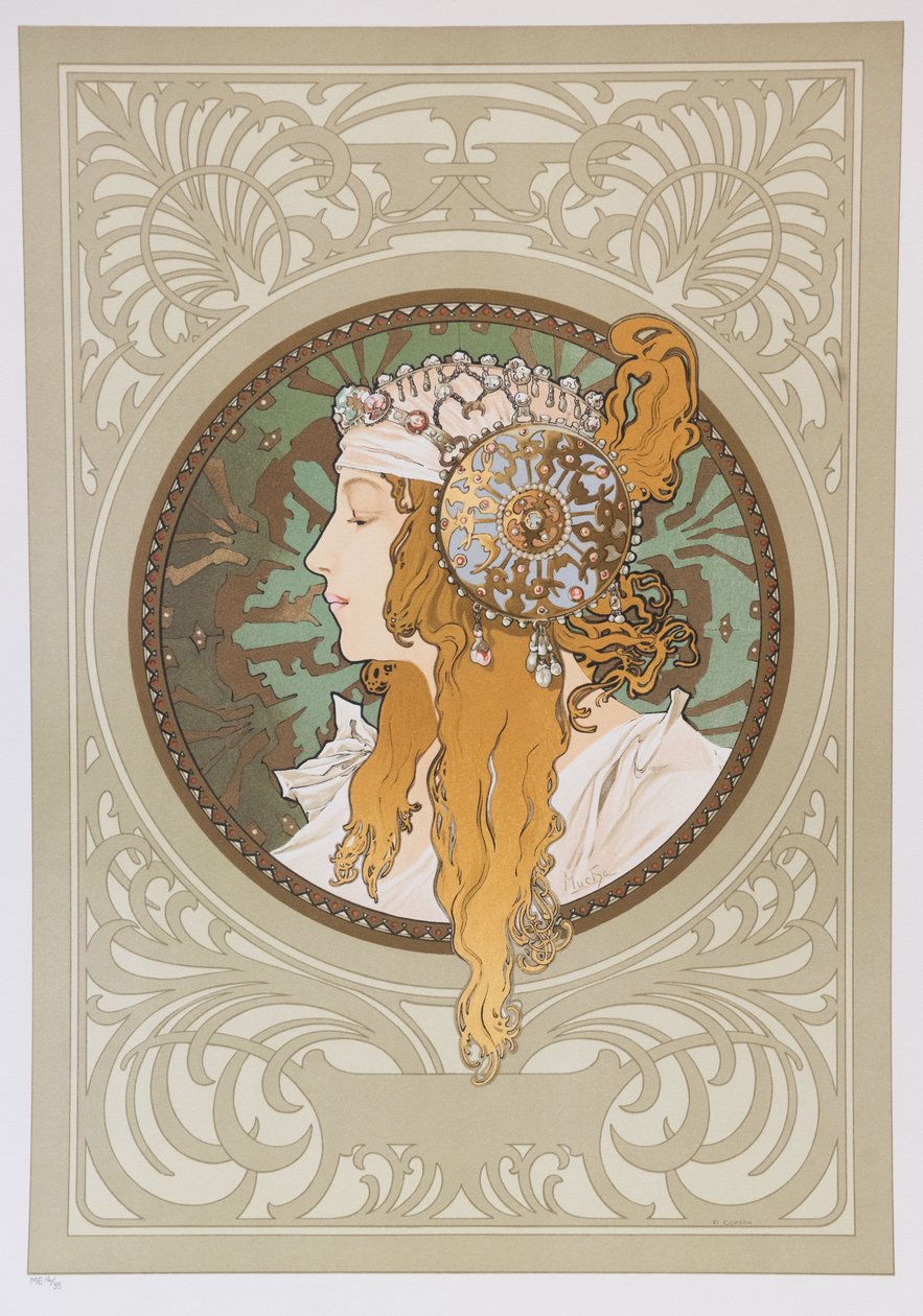 Byzantské hlavy: Blondýna, 1897. od Alphonse Mucha