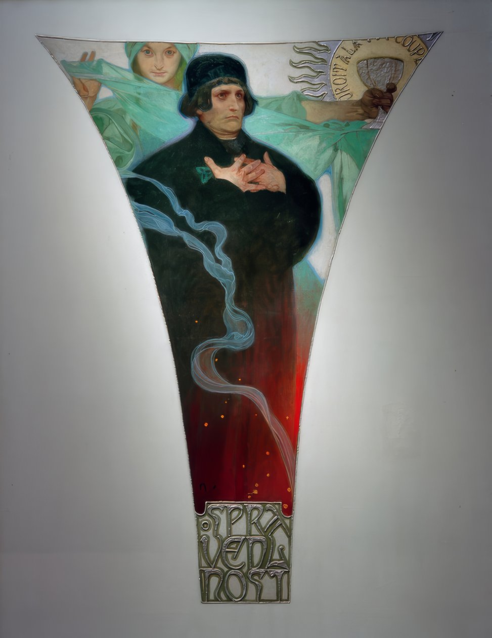 Spravedlnost - magistr Jan Hus od Alphonse Mucha