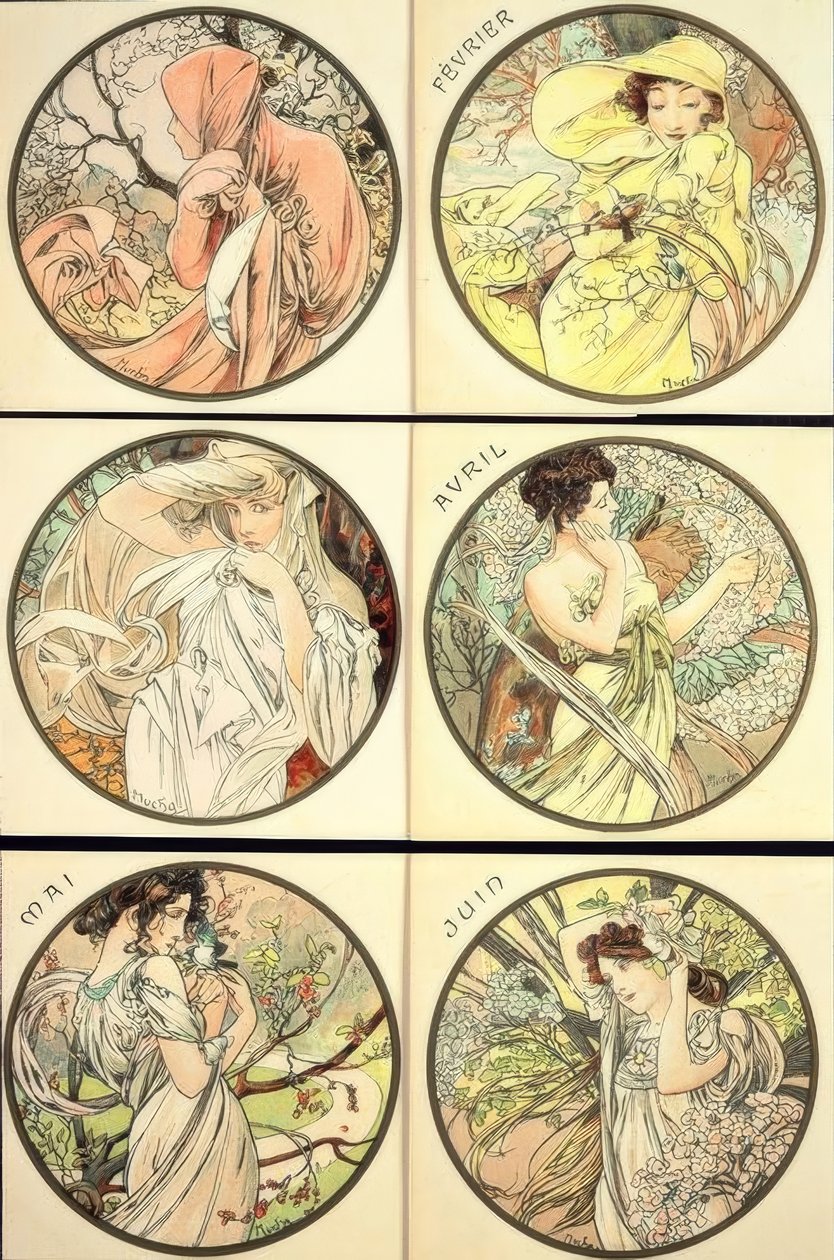 leden únor březen duben květen červen od Alphonse Mucha
