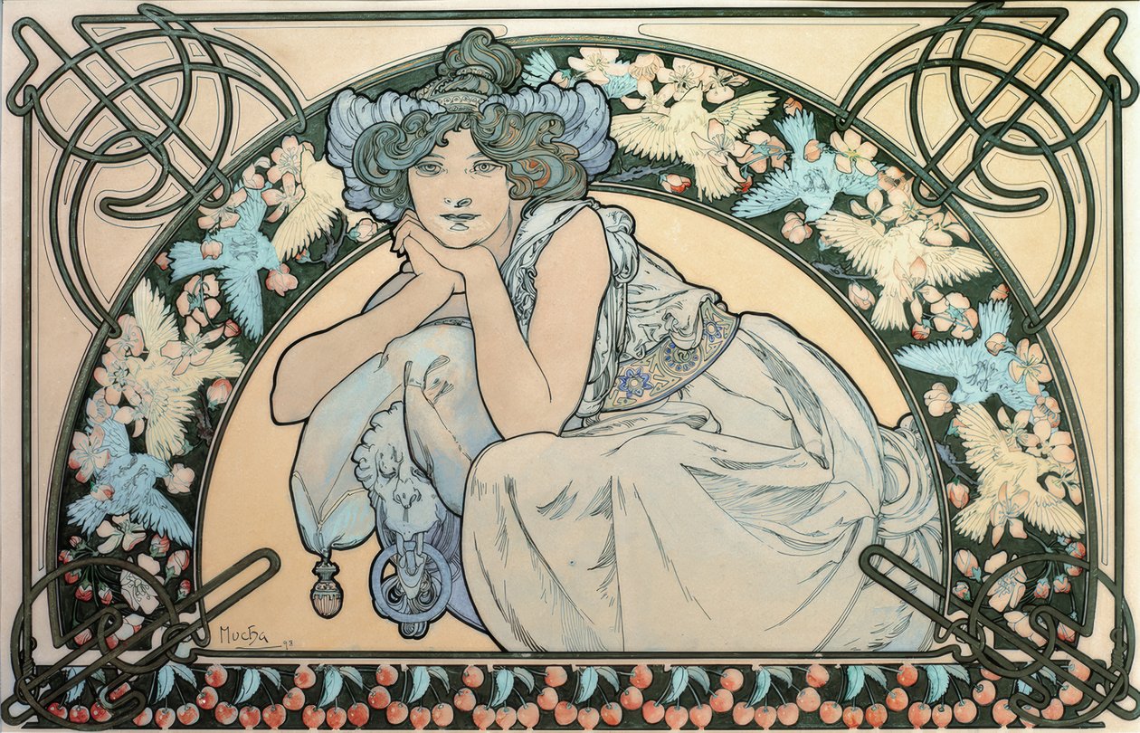 Kirschblüte od Alphonse Mucha