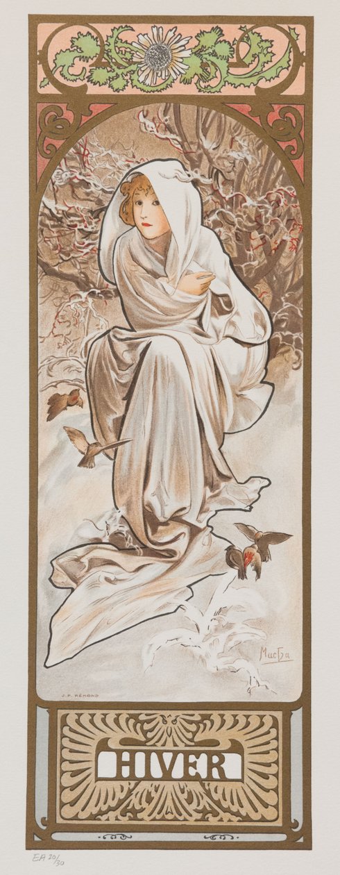 Roční období. Zima, 1897. od Alphonse Mucha