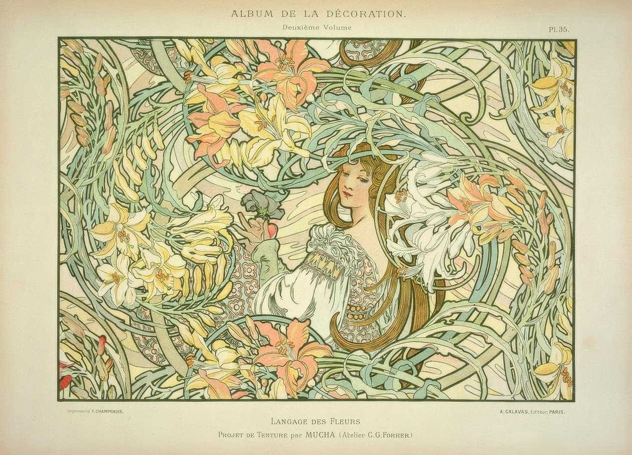 lilie od Alphonse Mucha