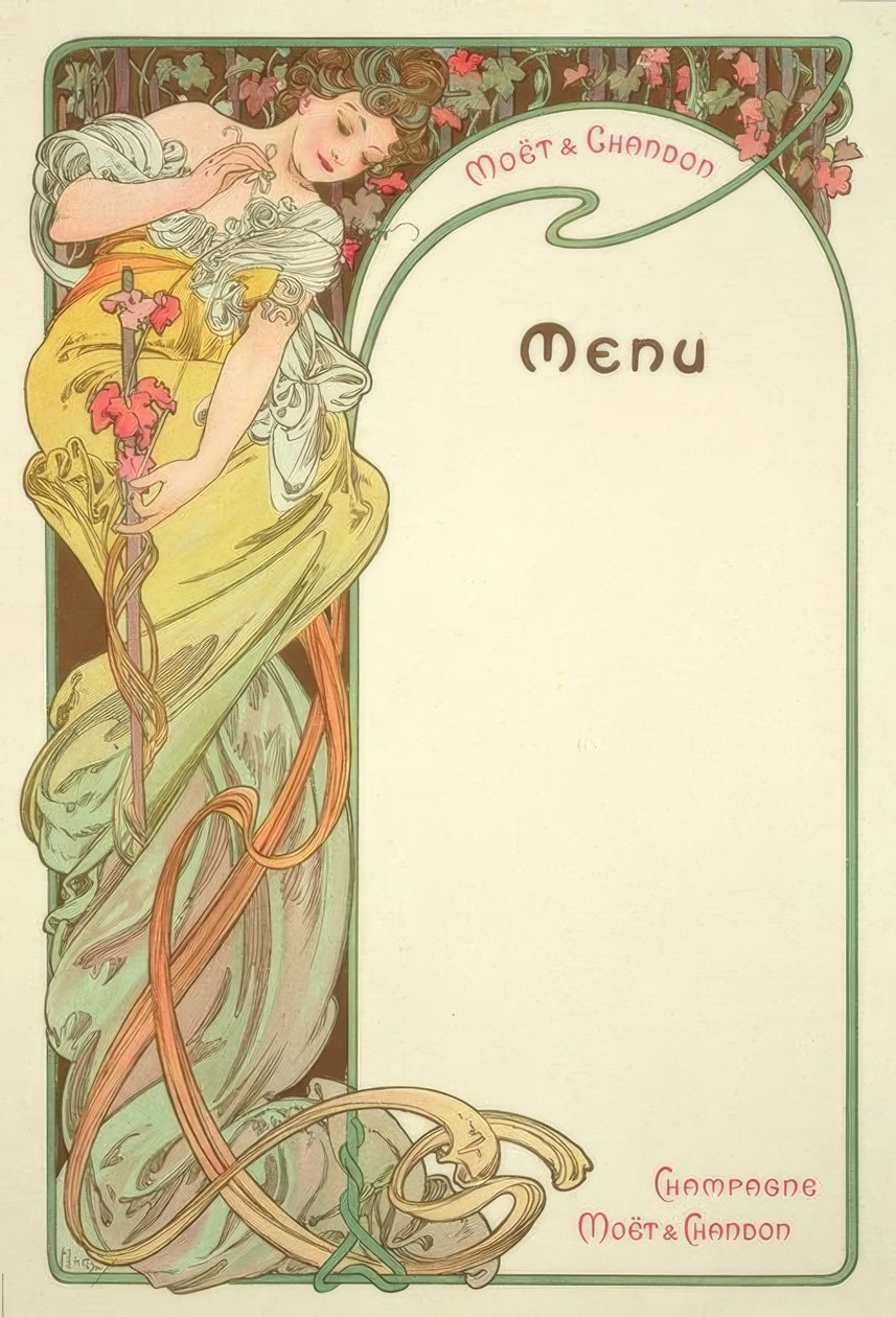 Moët & Chandon / Menu od Alphonse Mucha