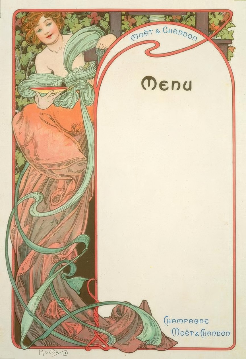 Moët & Chandon / Menu od Alphonse Mucha